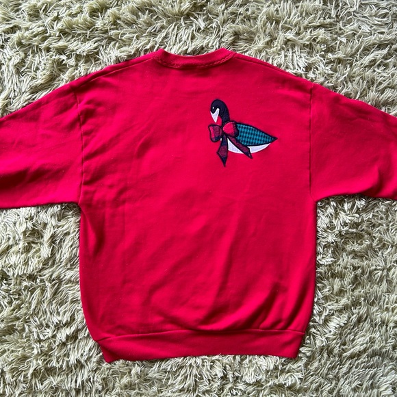 Vintage Red Holiday Patchwork Sweatshirt - Picture 5 of 11